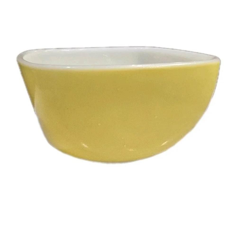 VTG 1970s pyrex Yellow‎ Mixing Bowl White Interior USA Glass 3